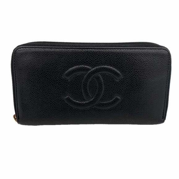 CHANEL Handbags - CHANEL Black Caviar Leather Wallet